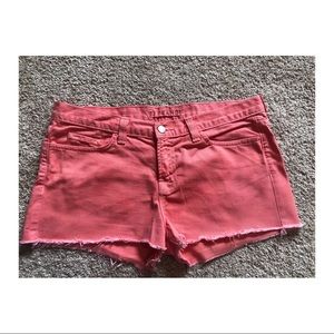 Coral denim shorts